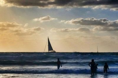 Scenic view of sea during sunset