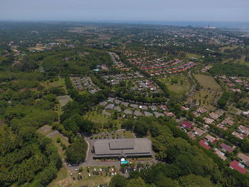 High angle view of townscape against sky