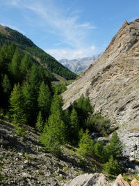 Scenic view of rocky mountains against sky