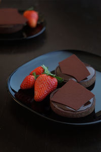 Close-up of dessert in plate on table