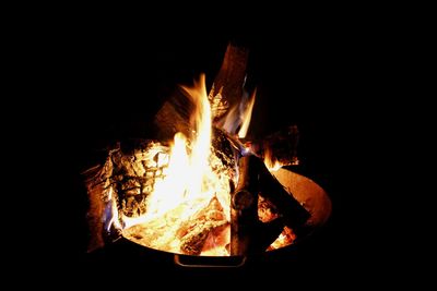 Close-up of bonfire at night