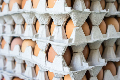 Full frame shot of eggs in carton