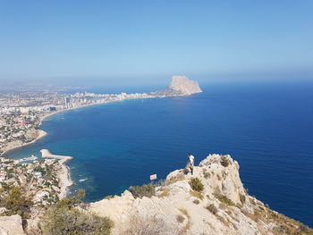 High angle view of sea against clear sky