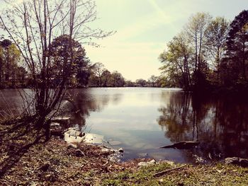 Scenic view of lake against sky