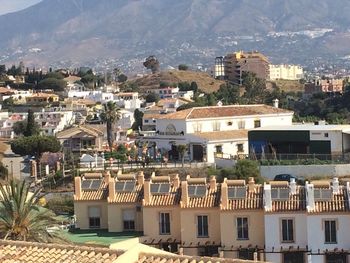 High angle view of residential district