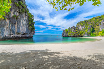 Scenic view of beach against sky