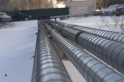 High angle view of pipes