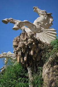 Low angle view of statue against clear sky