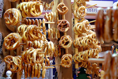 Pretzels at market for sale