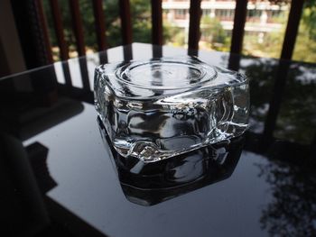 Close-up of water in glass on table