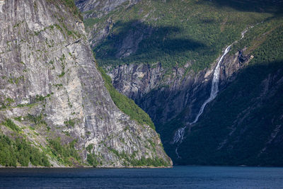 Scenic view of sea against mountains