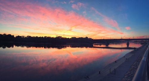 Sunset over calm lake