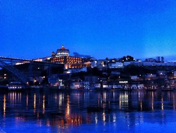 Reflection of buildings in calm water
