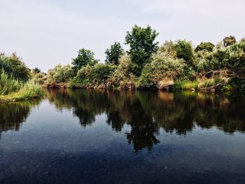 Scenic view of lake against sky