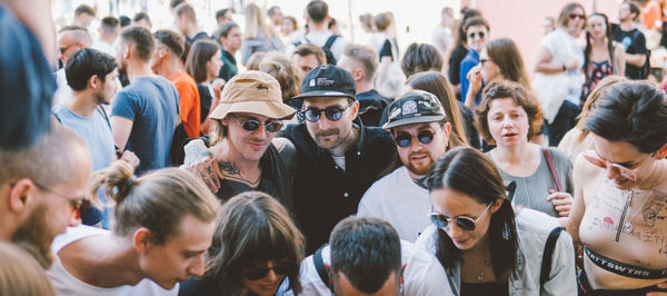 Group of people looking at crowd