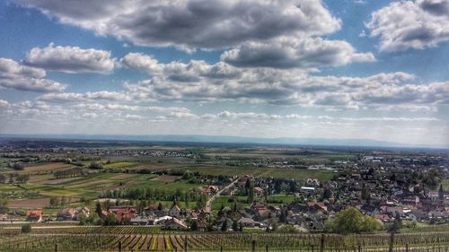 High angle view of city