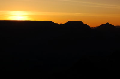 Scenic view of silhouette mountain against sky during sunset