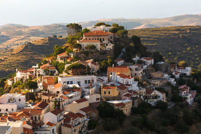 View of ioulida village on kea island in greece.