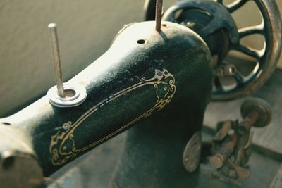 Close-up of old sewing machine