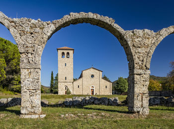 Historic building against clear blue sky