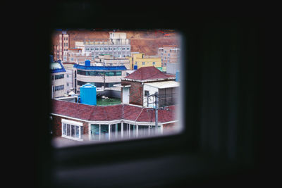 View of building through window