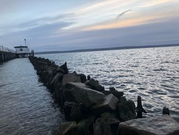 Scenic view of sea against sky during sunset