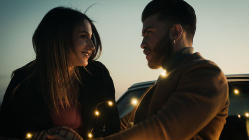 Storytelling footage of a romantic couple at sunset. love story.