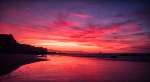 Scenic view of sea against sky during sunset