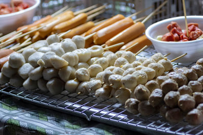 High angle view of food for sale