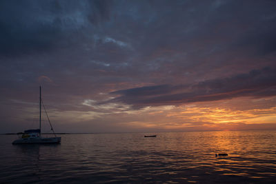 Scenic view of sea against cloudy sky