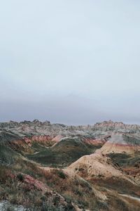 Scenic view of mountains at badlands national park against sky