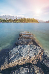 Scenic view of lake against sky