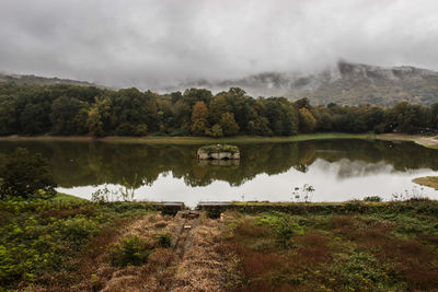 Scenic view of lake against sky