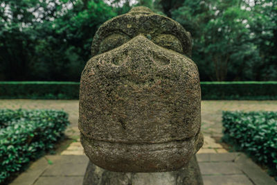 Close-up of statue on stone