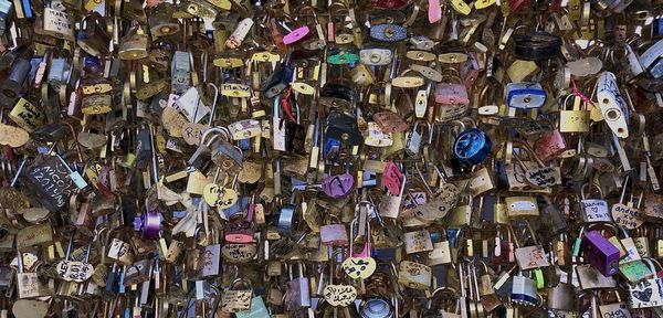 Full frame shot of padlocks