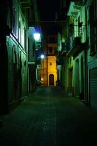 Illuminated building at night