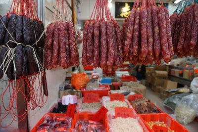 Panoramic shot of vegetables for sale at market stall