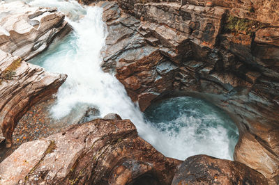 Scenic view of waterfall