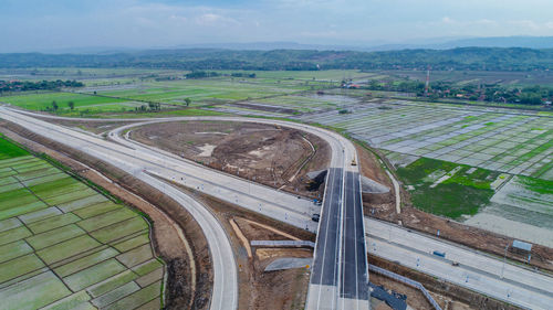 High angle view of agricultural field