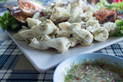 Close-up of food in plate on table