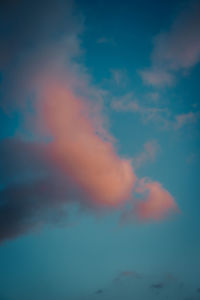 Low angle view of cloudy sky during sunset