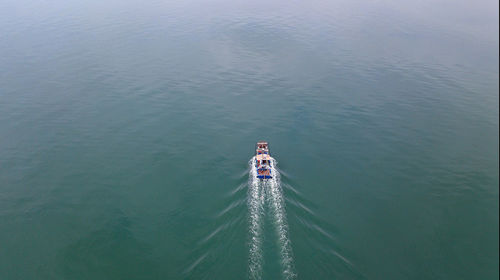 High angle view of boat on sea