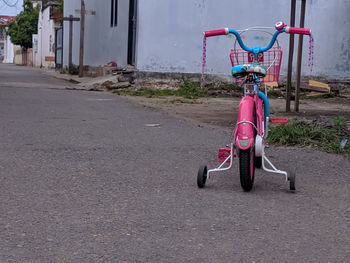 Full length of bicycle on street