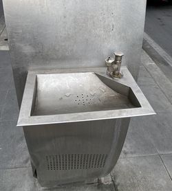 High angle view of faucet in bathroom