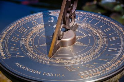 Close-up of ancient navigational compass