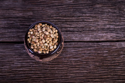 High angle view of breakfast on table