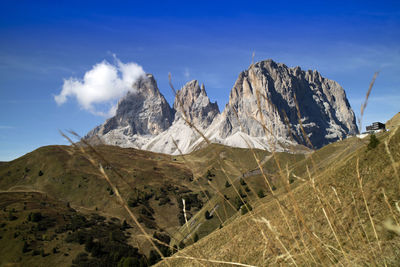 Photographic documentation of the mountain range of the dolomites, details of the sasso lungo