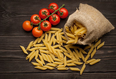 High angle view of food on table