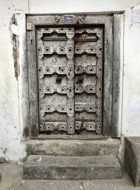 Closed door of old building