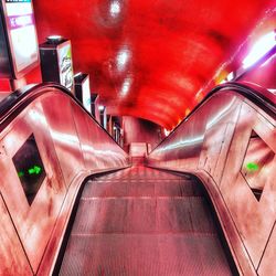 Close-up view of illuminated red light